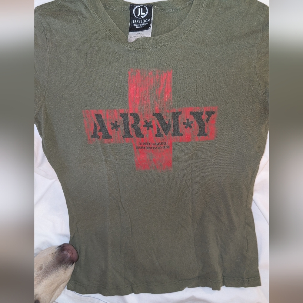 Ladies Olive Green TShirt Army Unit 5683 Issue 0247351 By Jerry Leigh Size Small